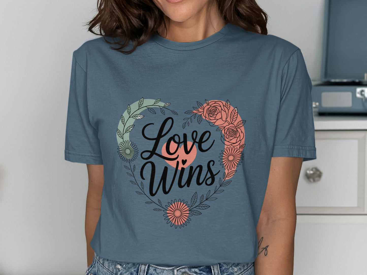 Love Wins Heart Print Short Sleeve Shirt product