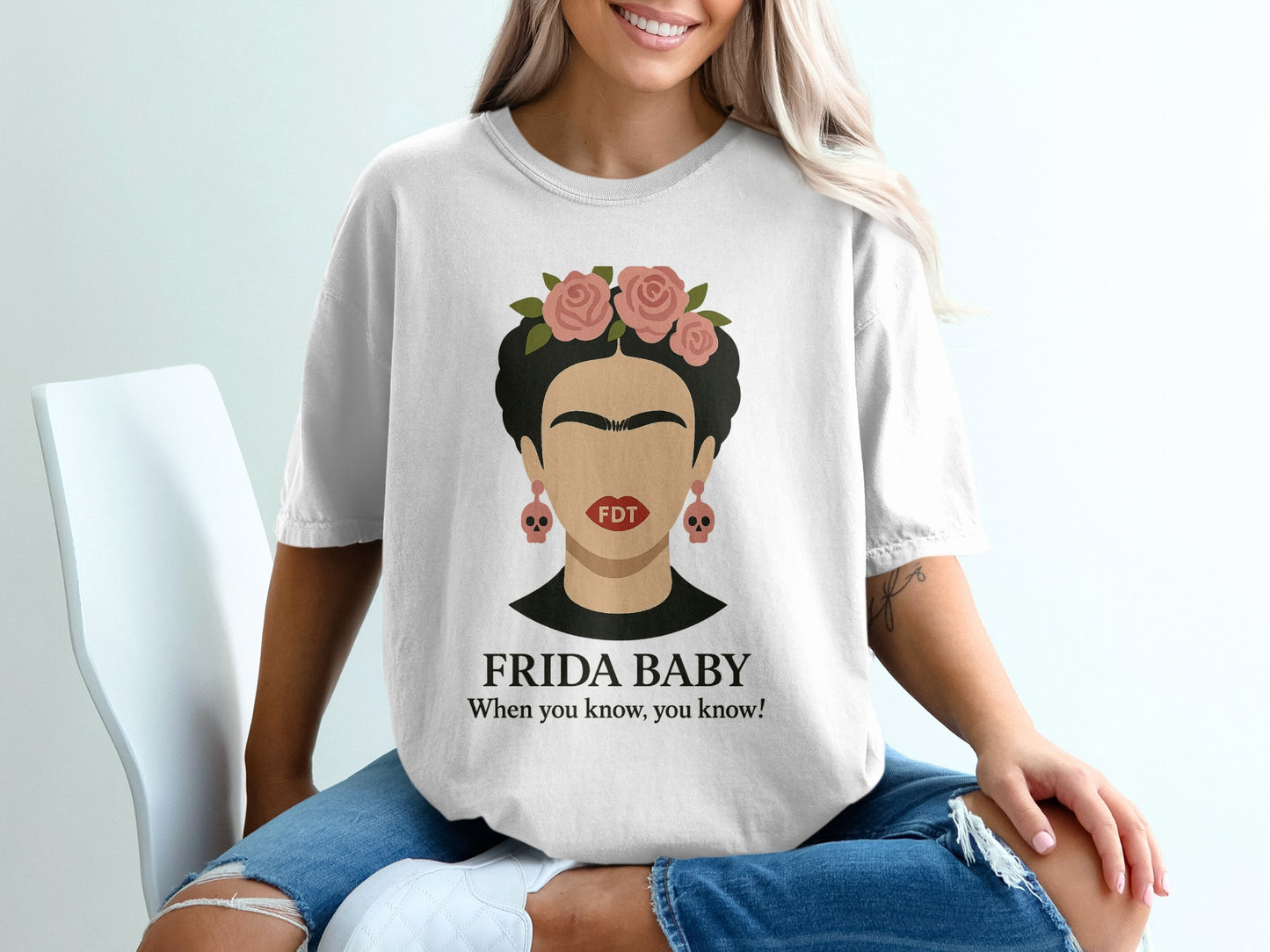 Frida Baby Graphic Tee FDT Skull Earrings T-shirt product