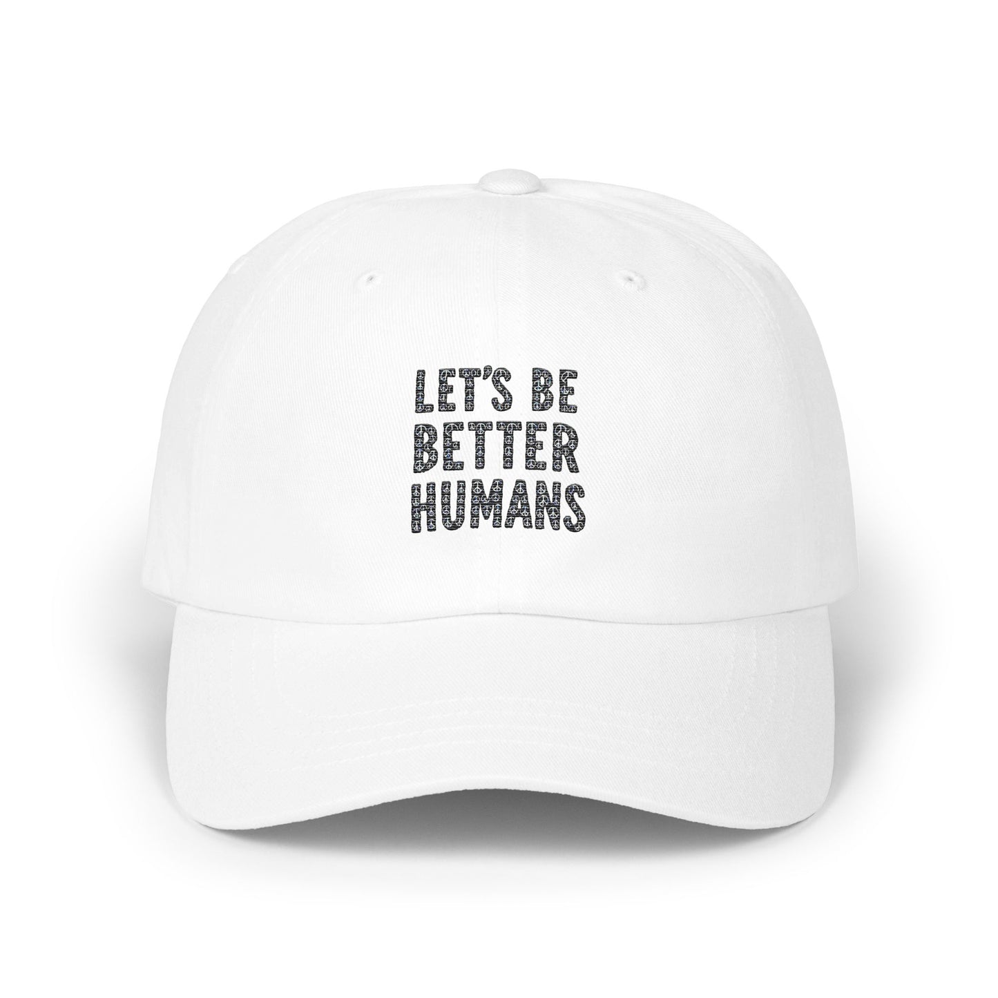 Let's Be Better Humans White Cap Hat product type