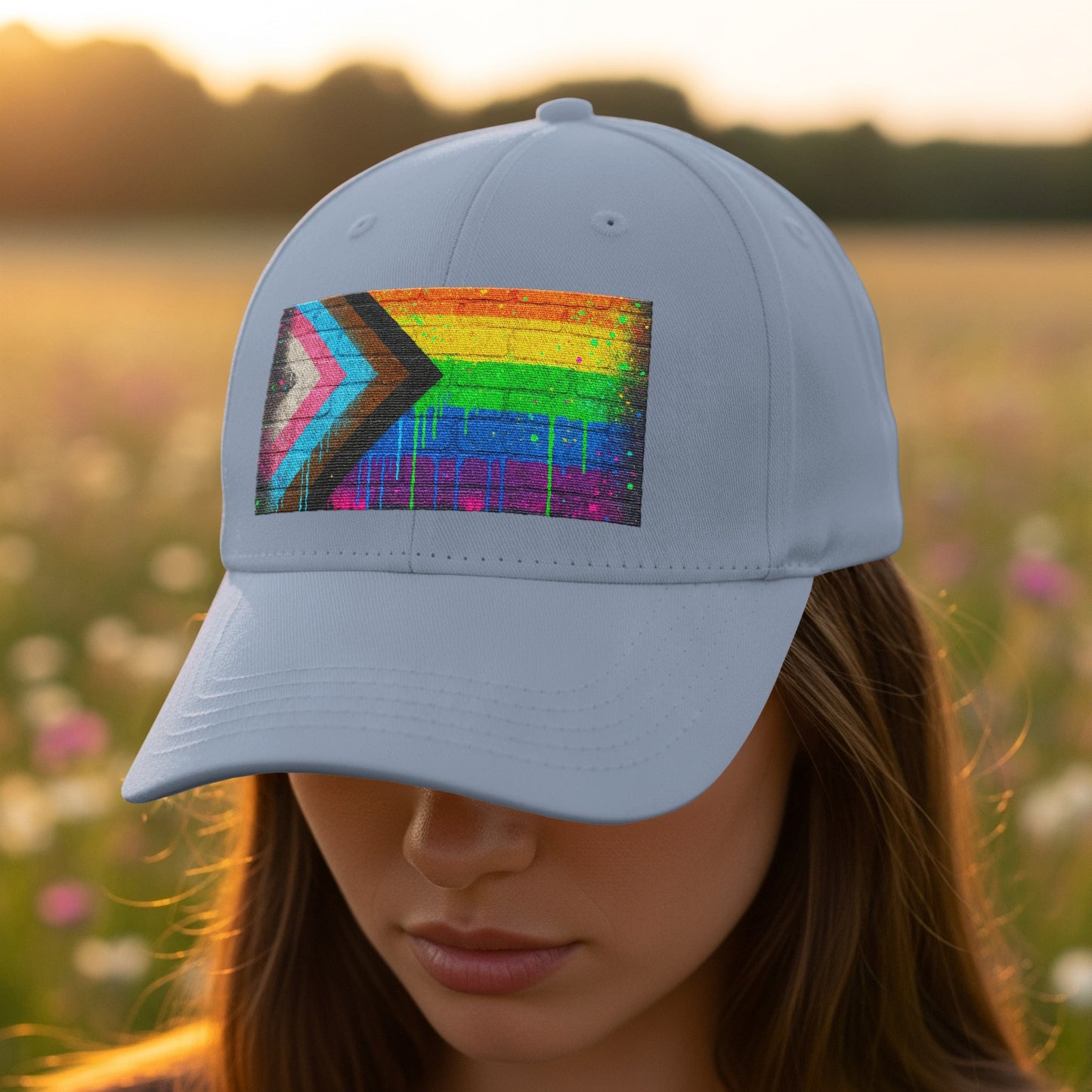 Rainbow Drip Flag Design Adjustable Cap product
