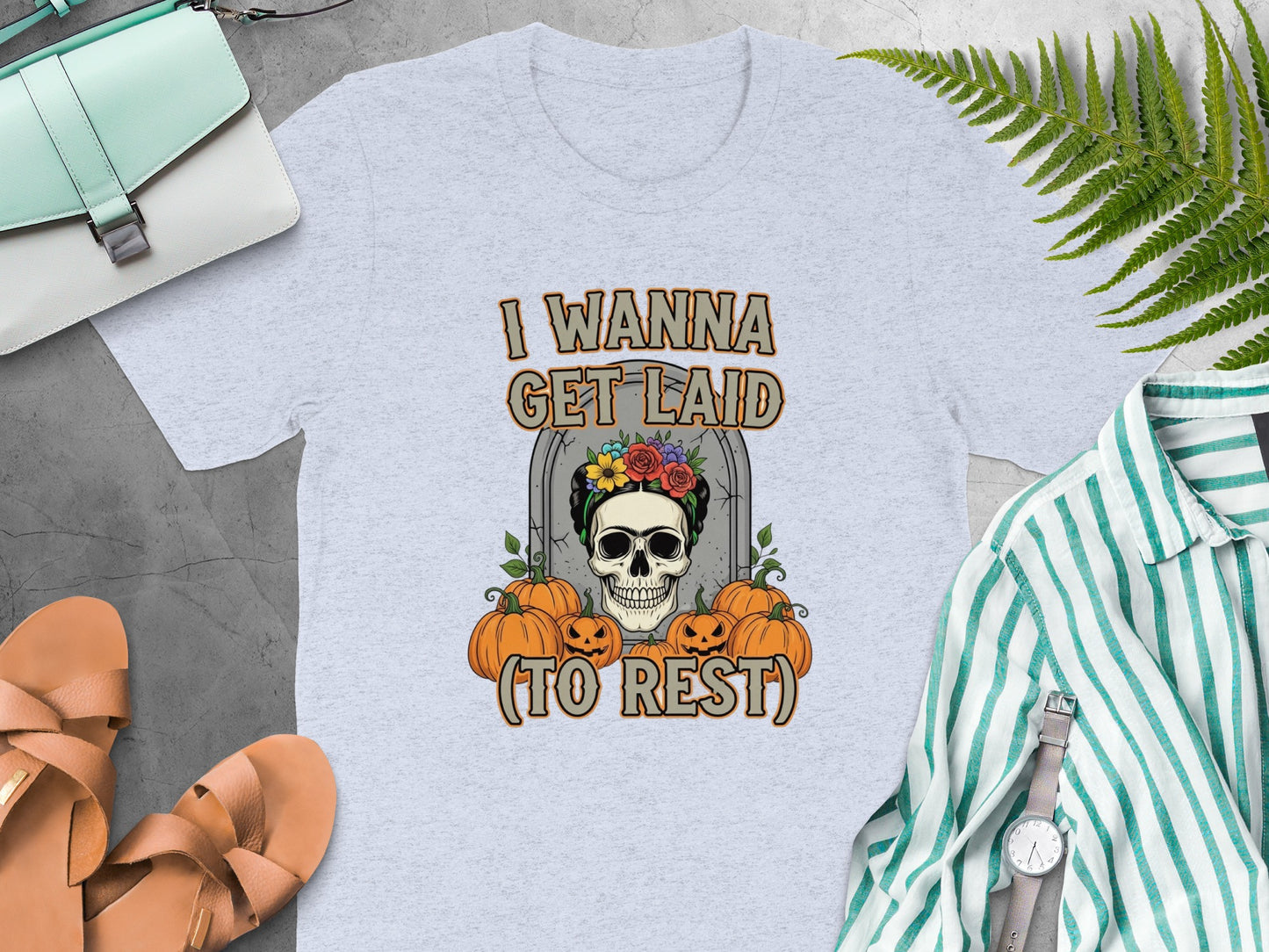 I Wanna Get Laid To Rest Skull Themed Shirt product
