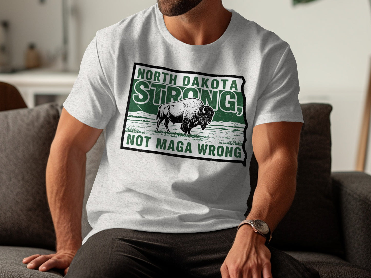 North Dakota Strong Not Maga Wrong Graphic T-Shirt Product