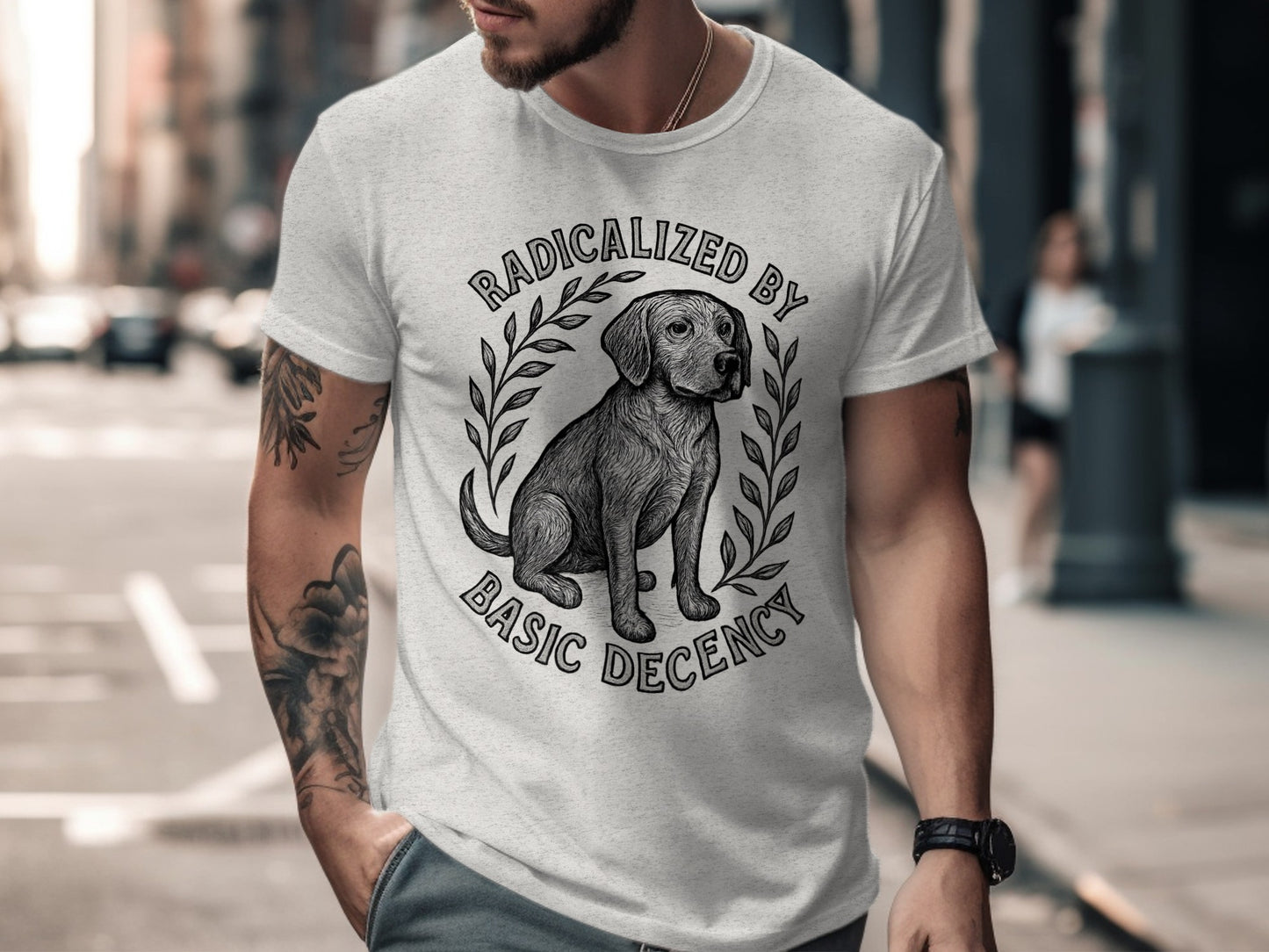 Radicalized by Basic Decency Dog T-shirt product