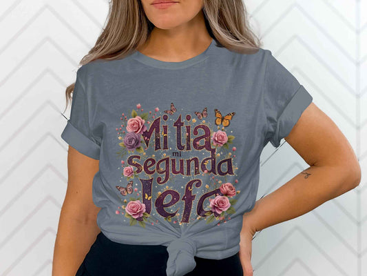 Mom Shirts: Floral Butterflies Tee for Second Boss Ladies
