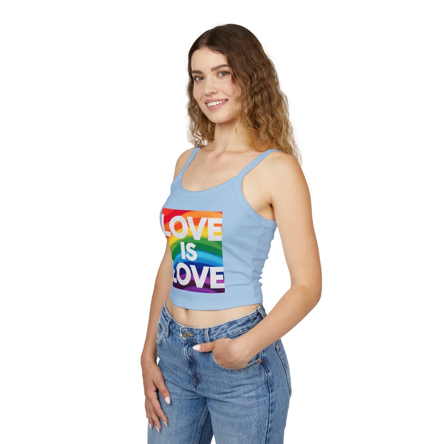 Pride tank top Rainbow Love Is Love Spaghetti Strap Tank Top