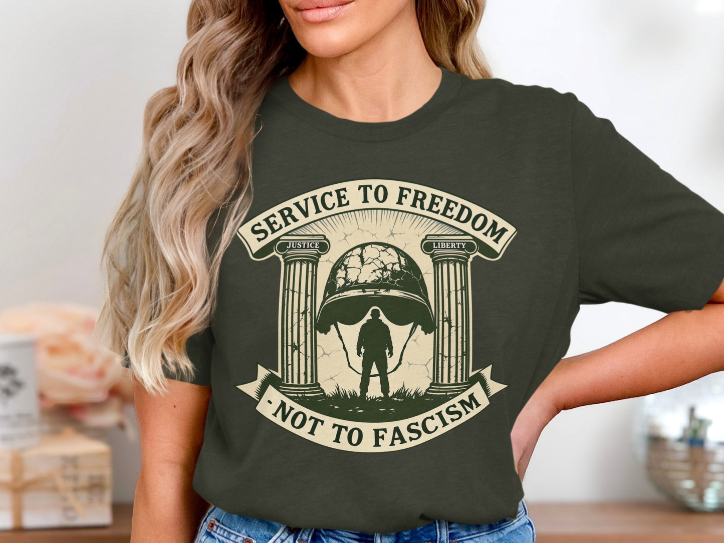 Service to Freedom Not to Fascism Graphic Tee