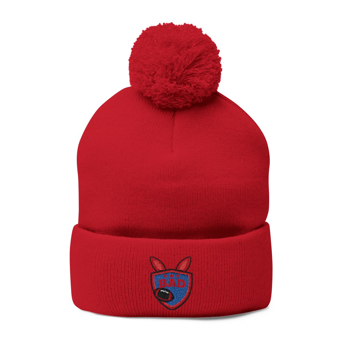 Red Beanie Hat with Embroidered BAD Logo Accessories