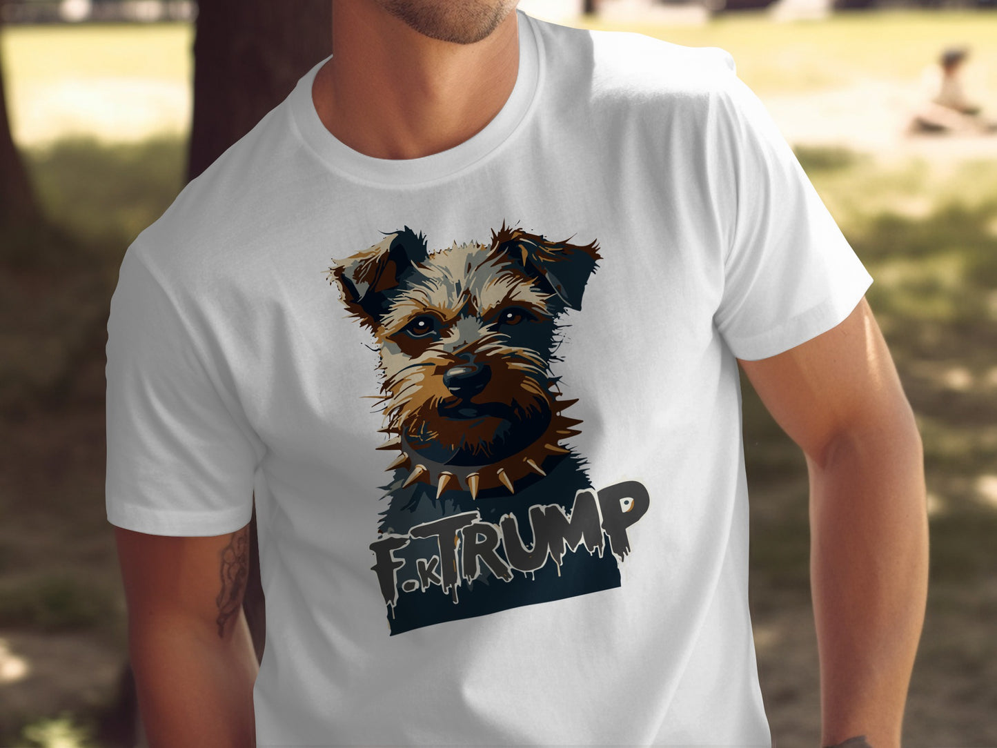 Unique Designer Dog Graphic White T-Shirt product type