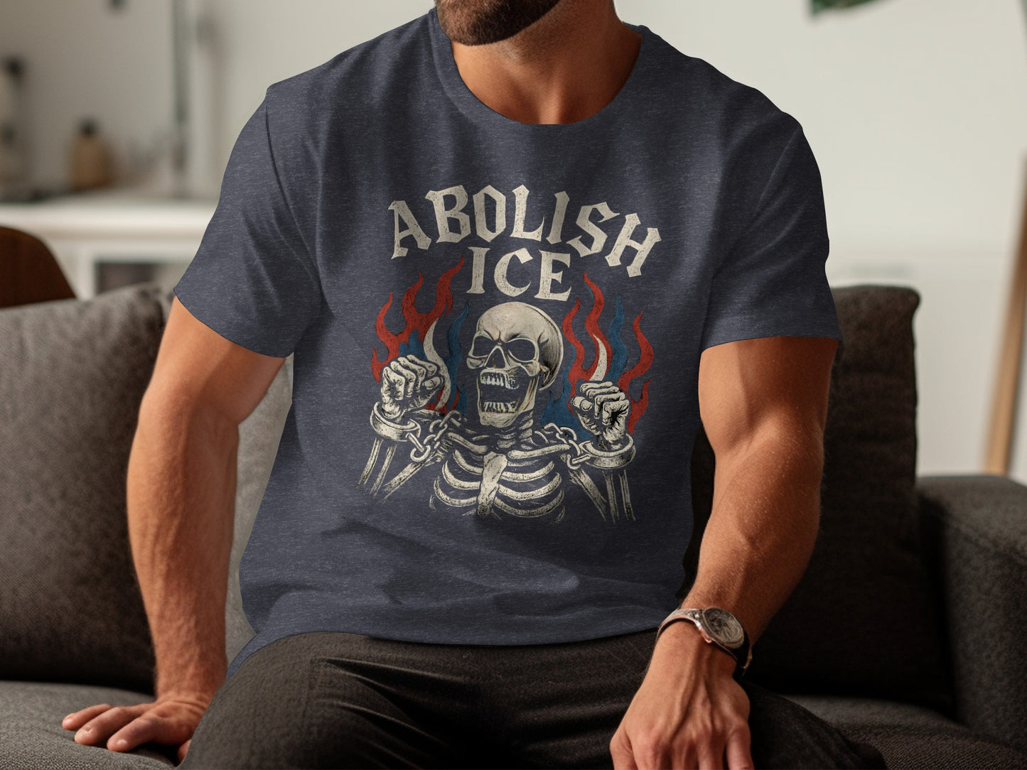 Abolish Ice Skeleton Chains Graphic Design T-Shirt product