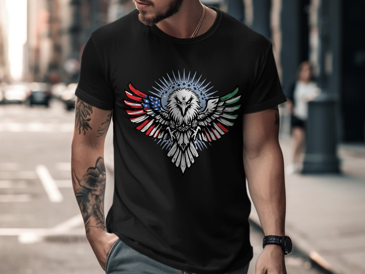 Patriotic Eagle Design Graphic Street Style Shirt product