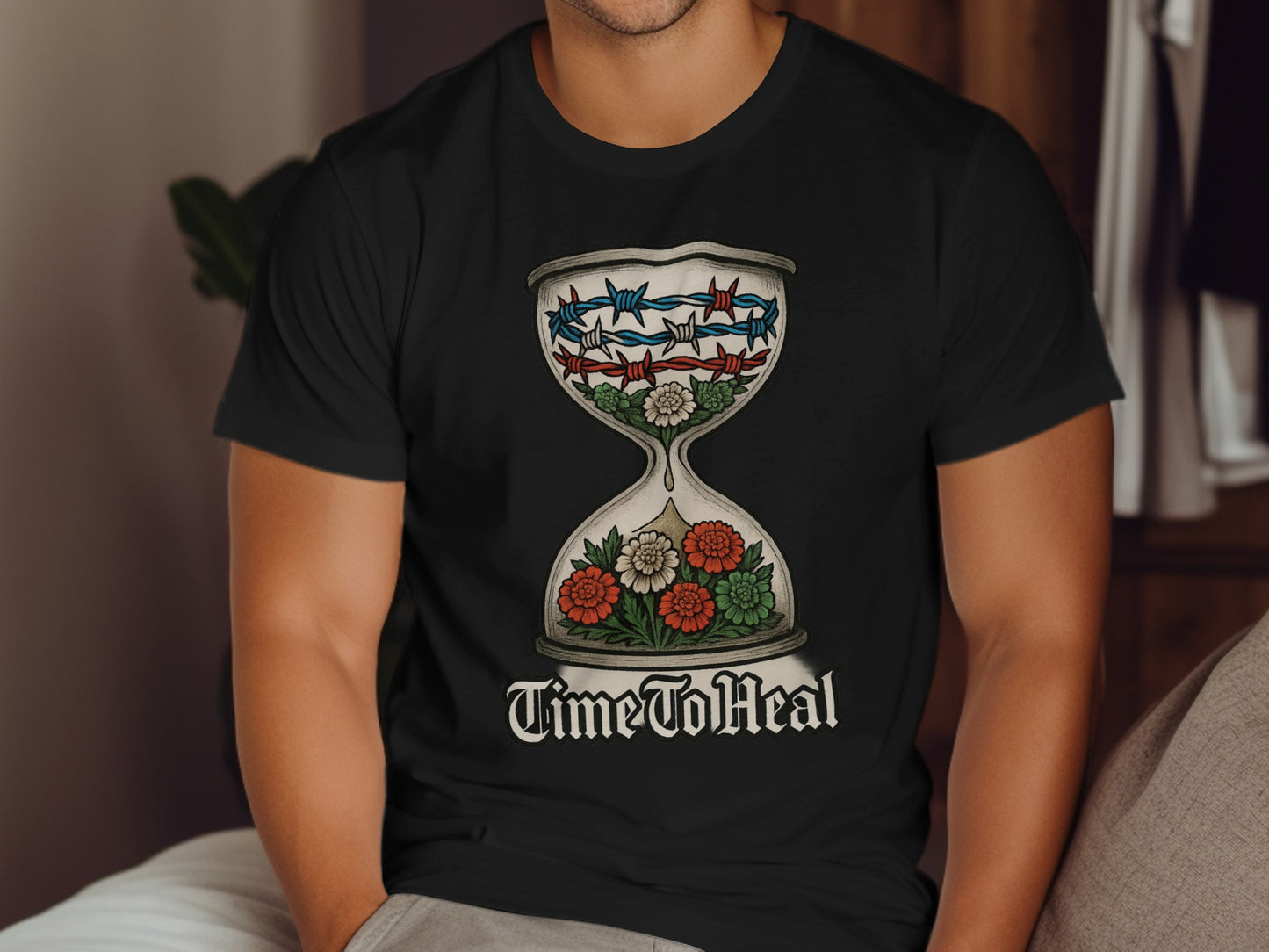 Hourglass Flower Pattern Time To Heal T-shirt product