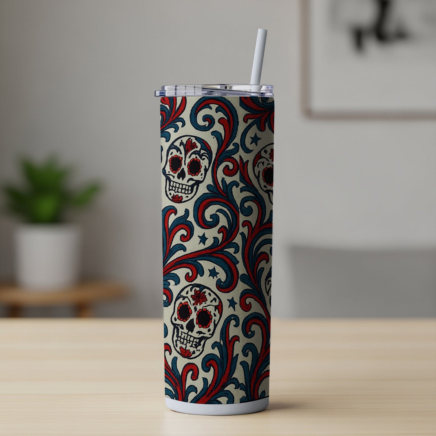 Vibrant Skull Pattern Insulated Tumbler Product