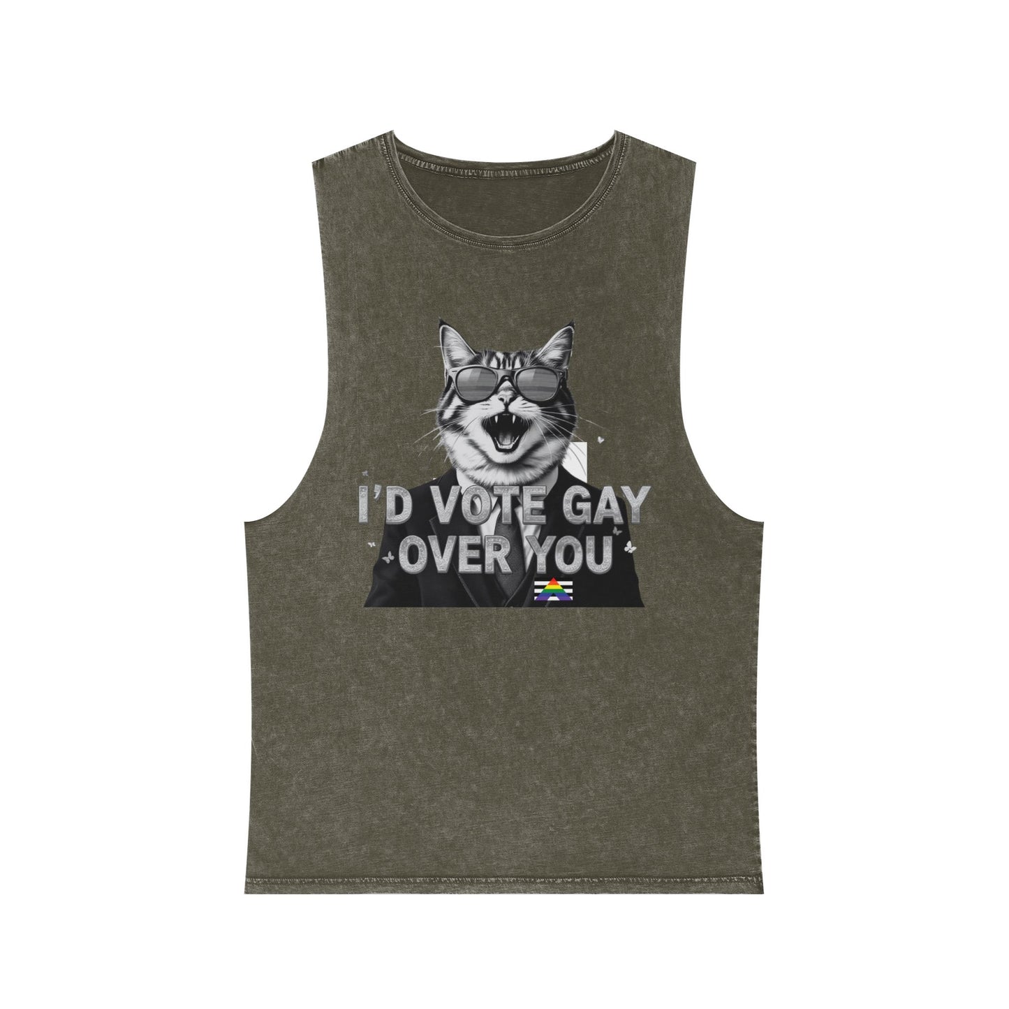 Unisex Stonewash Tank Top - I'd Vote Gay Over You - LGBTQ+ Pride Apparel