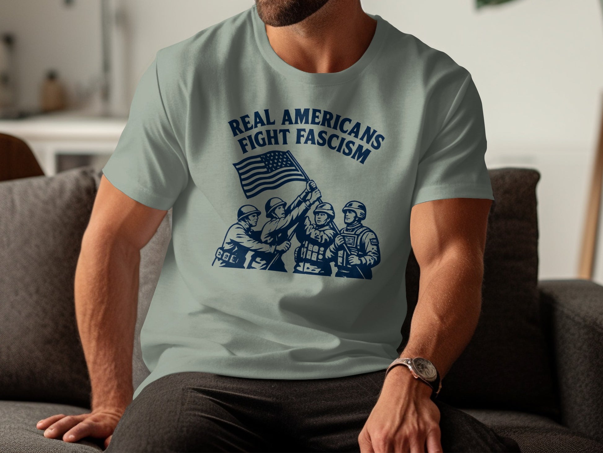 Real Americans Fight Fascism Graphic Shirt