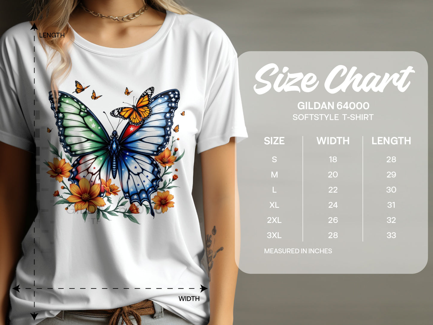 Vibrant Butterfly and Floral Graphic Softstyle T-shirt product type