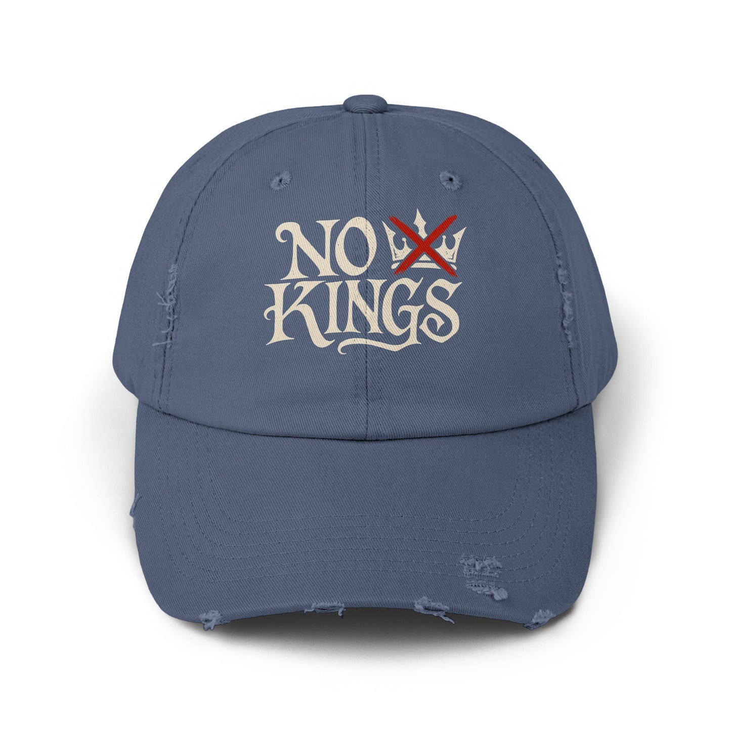No Kings Embroidered Graphic Distressed Hat product type