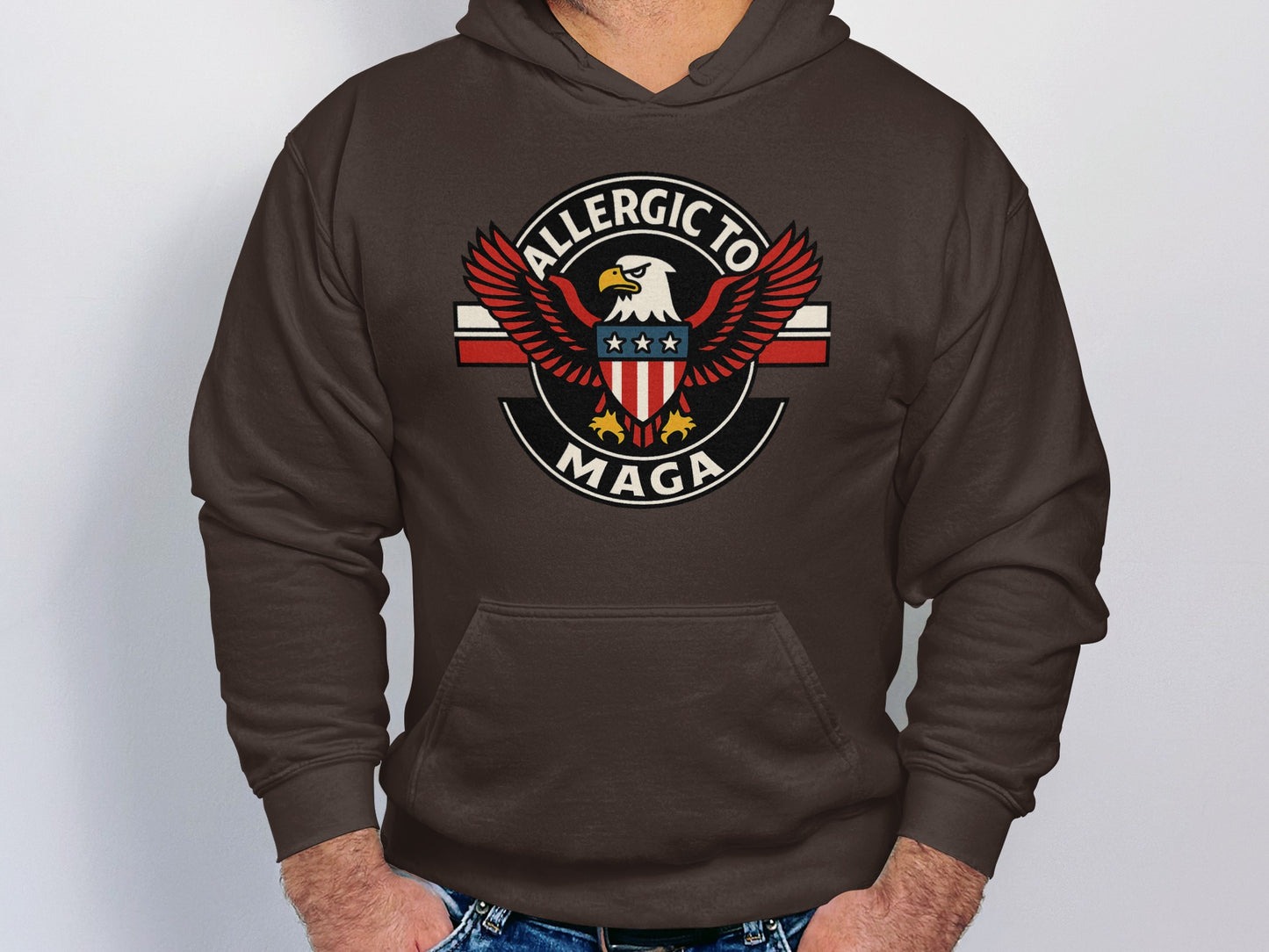Allergic to MAGA Eagle Emblem Hoodie Product