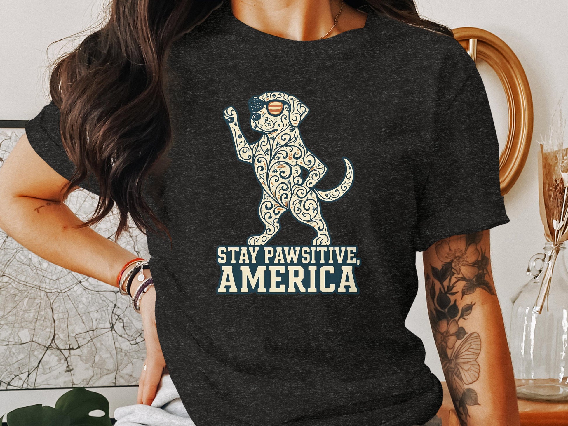 Stay Pawsitive America Graphic Tee product