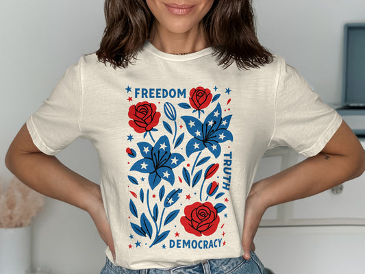 Freedom Truth Democracy Floral Graphic T-shirt product type