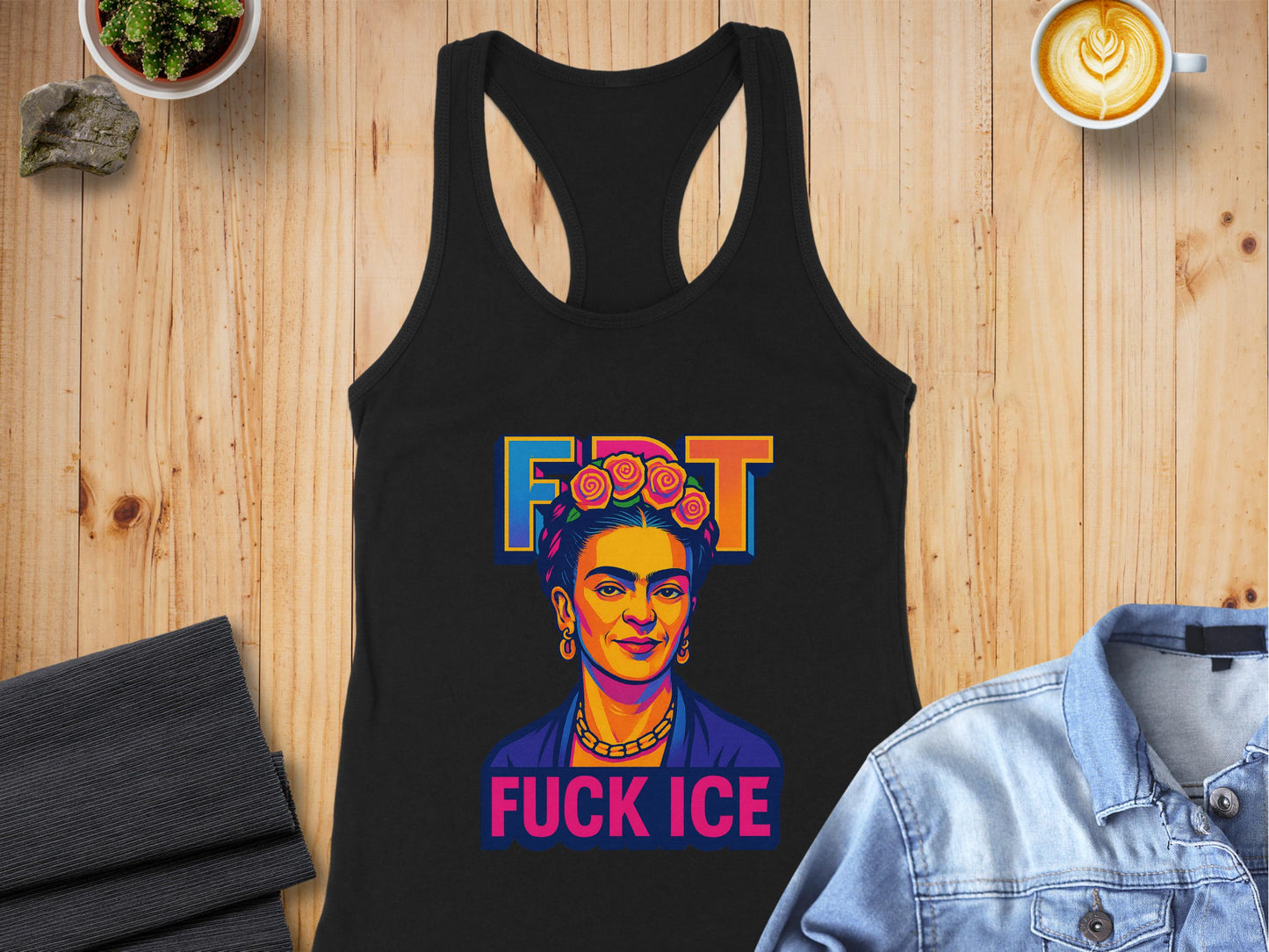 Frida Kahlo Inspired Graphic Racerback Tank Top product