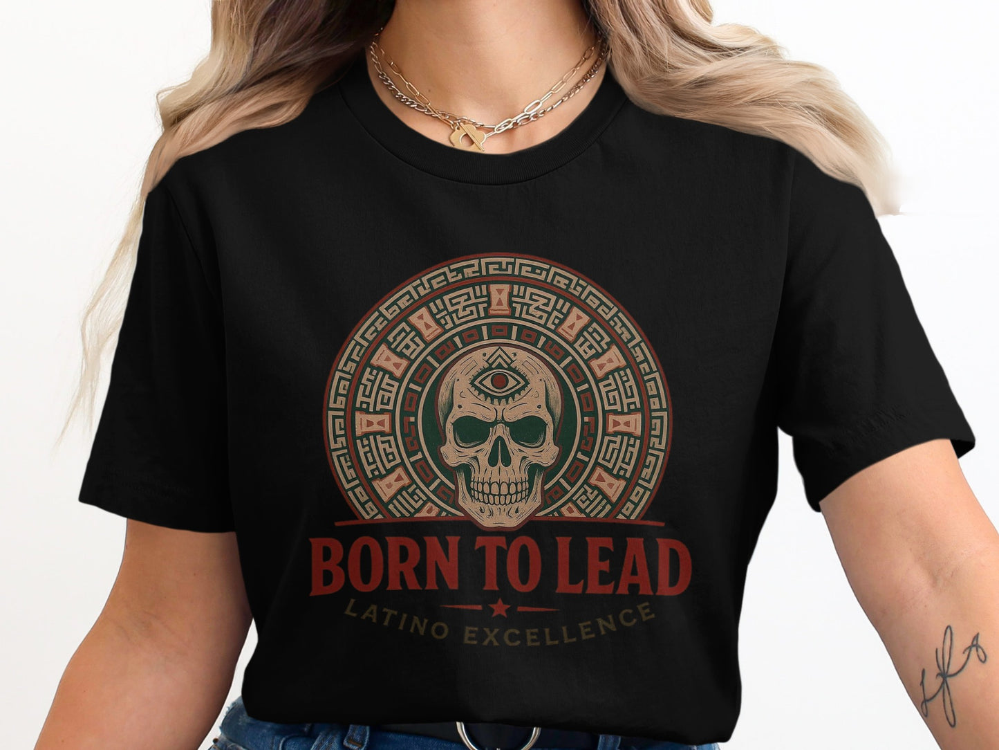 Born to Lead Latino Excellence Skull Graphic product type