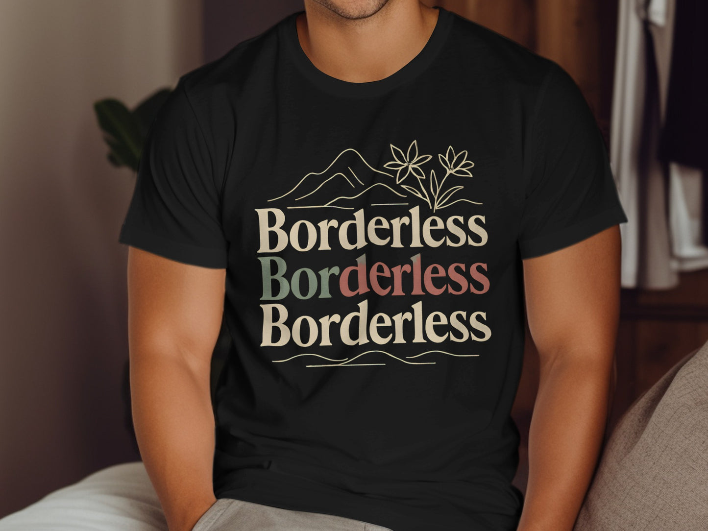 Borderless Graphic Tee with Colorful Text Design product