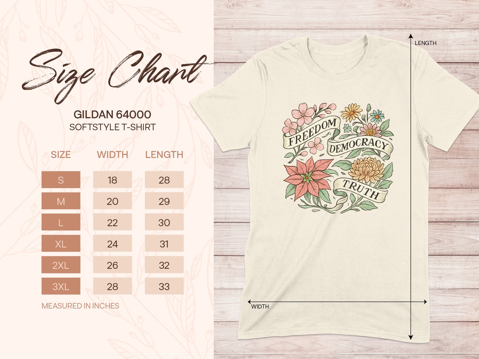 Floral Freedom Democracy Truth Graphic Shirt product type