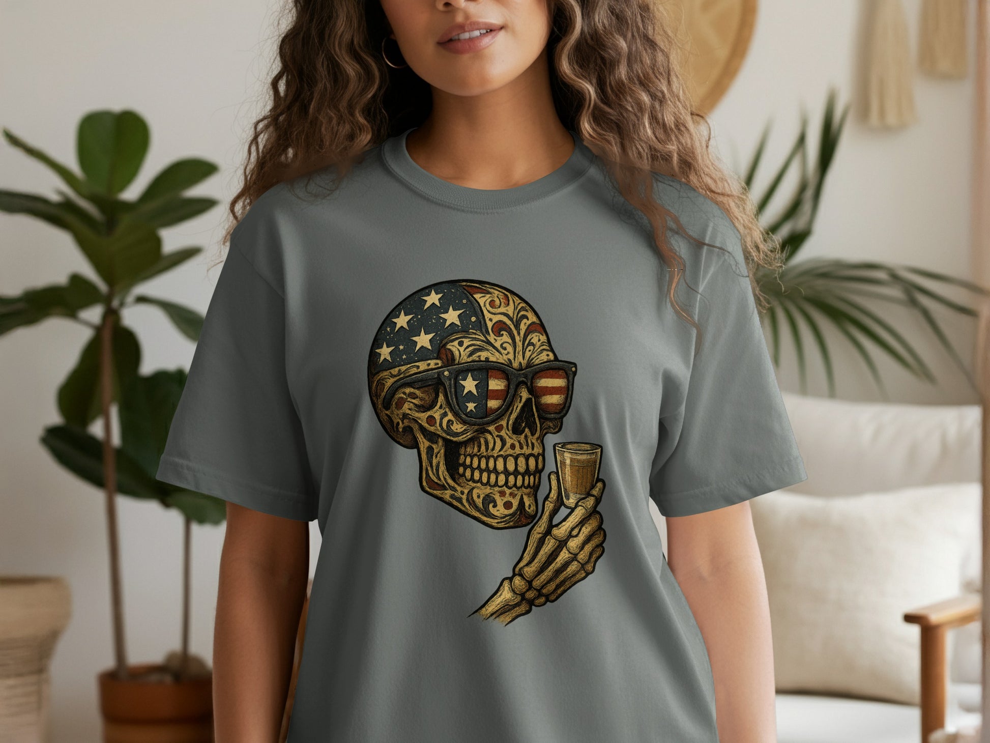 Patriotic Skull With Sunglasses Design T-Shirt product