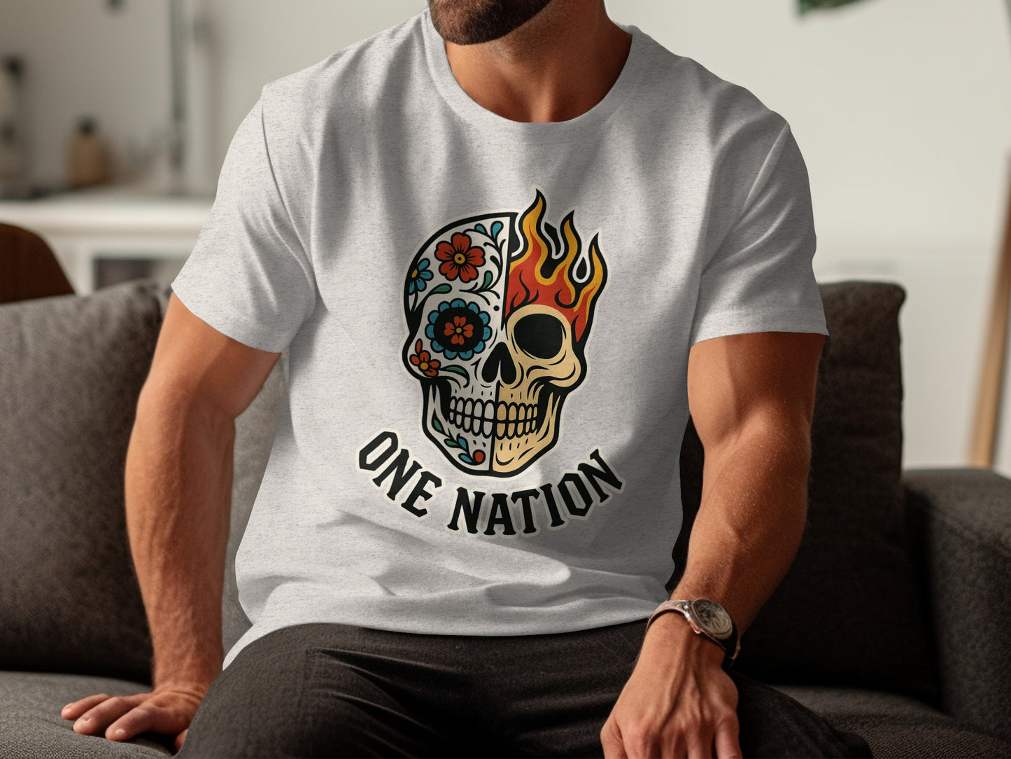 'Unique One Nation Skull Graphic T-Shirt product type'