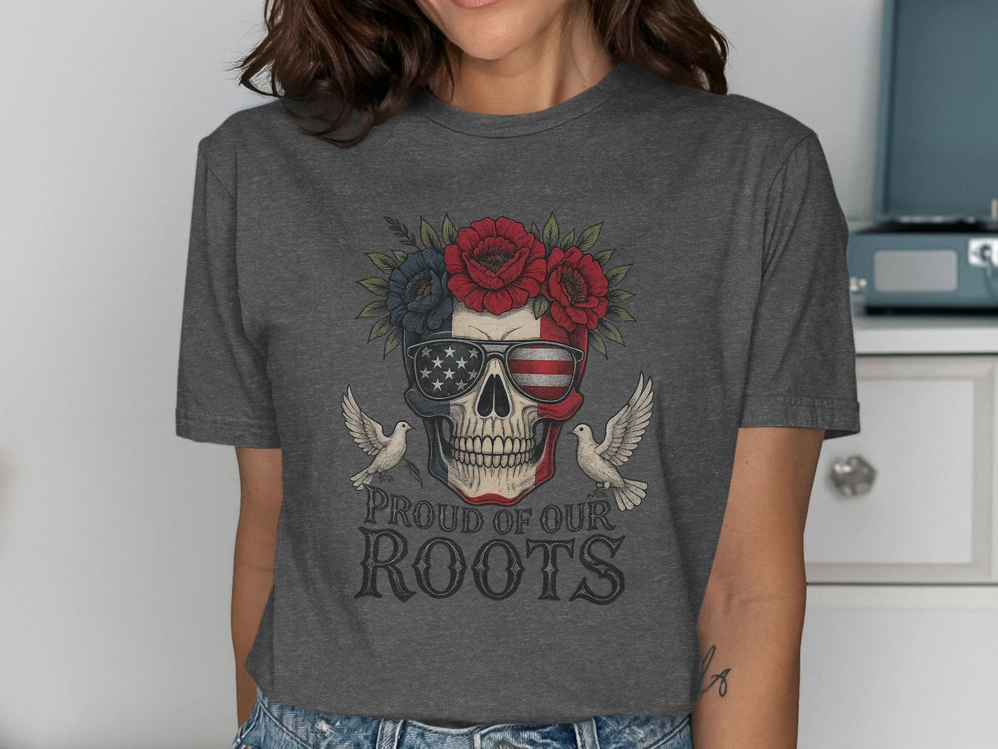 Proud of Our Roots Skull Design T-Shirt product type