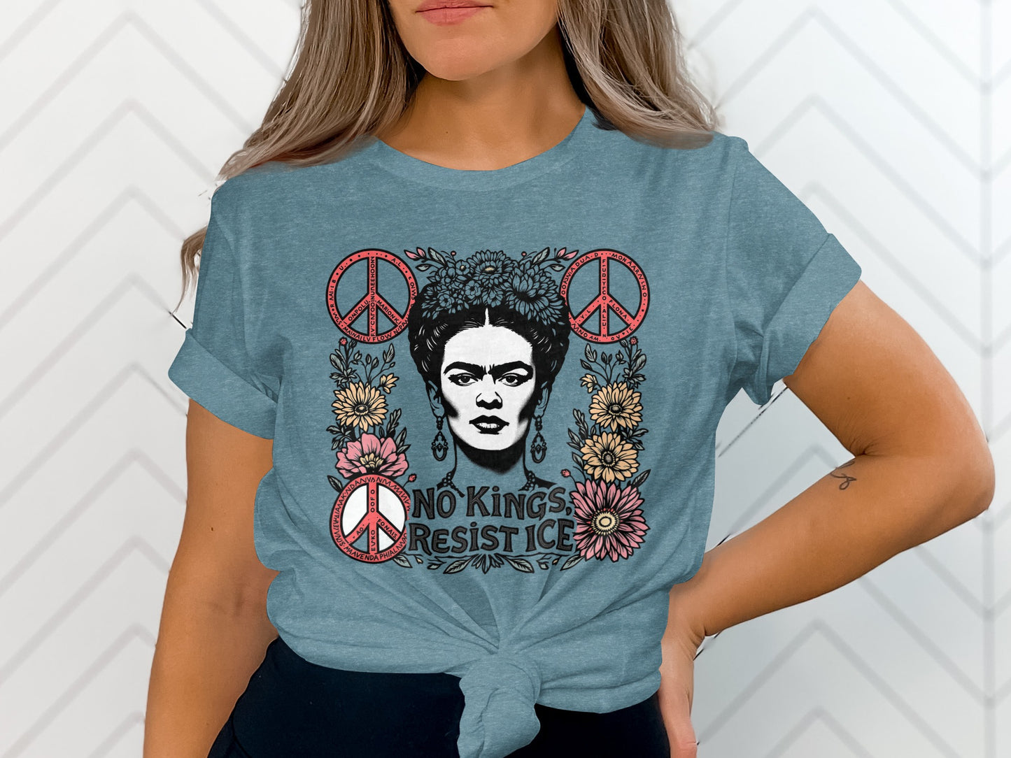 No Kings Resist Ice Peace Flowers Graphic Shirt product