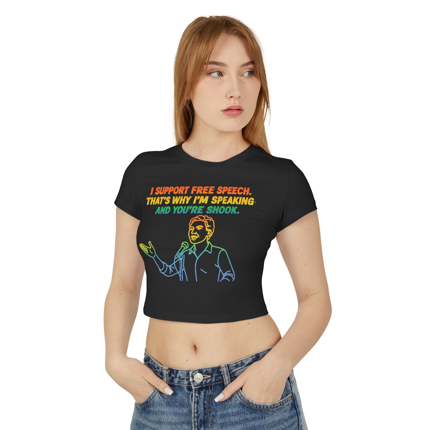 Pride Crop Top Women's Baby Tee - I Support Free Speech Graphic Top