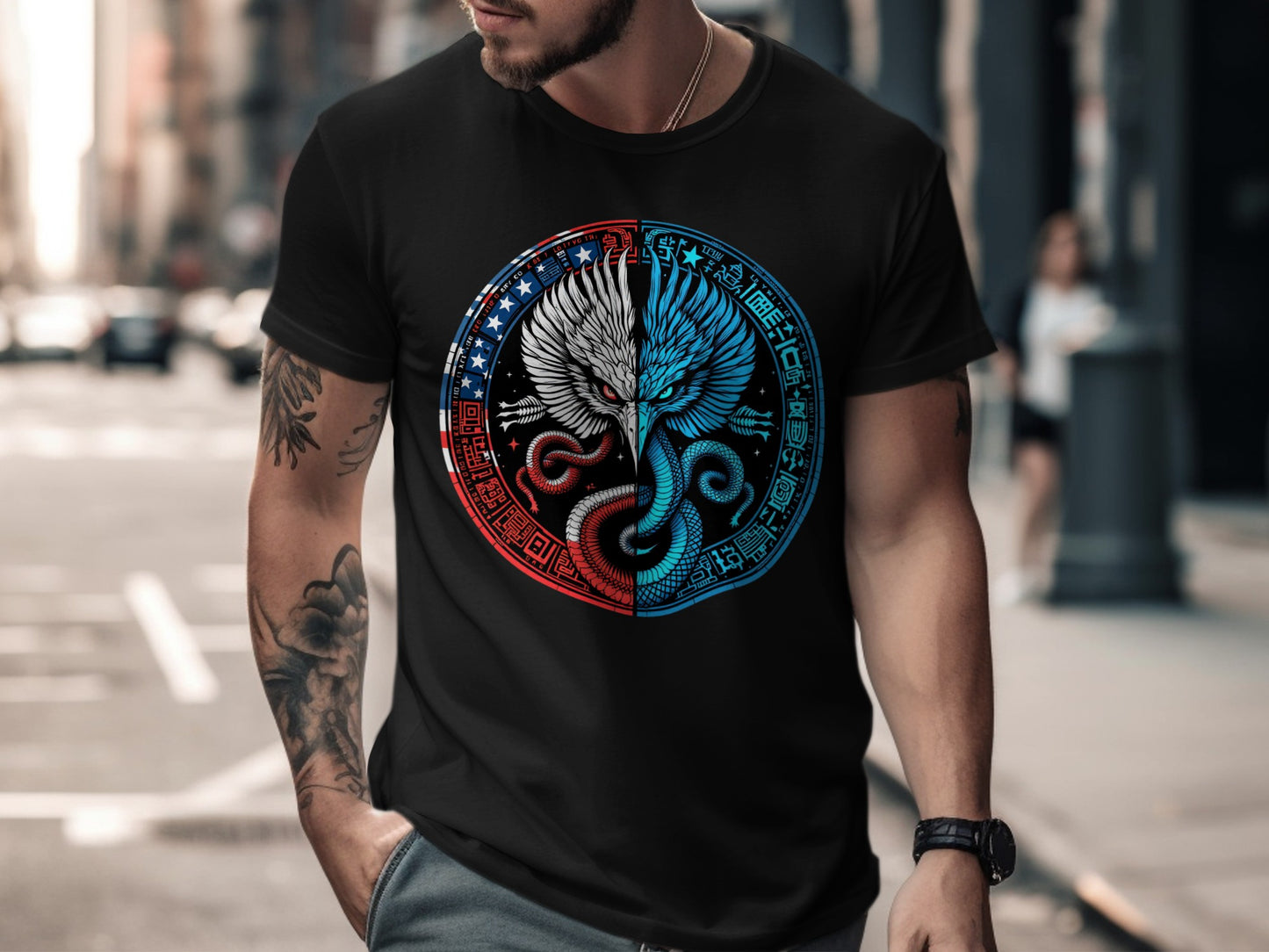Intricate Yin Yang Double Dragon Tee Shirt product