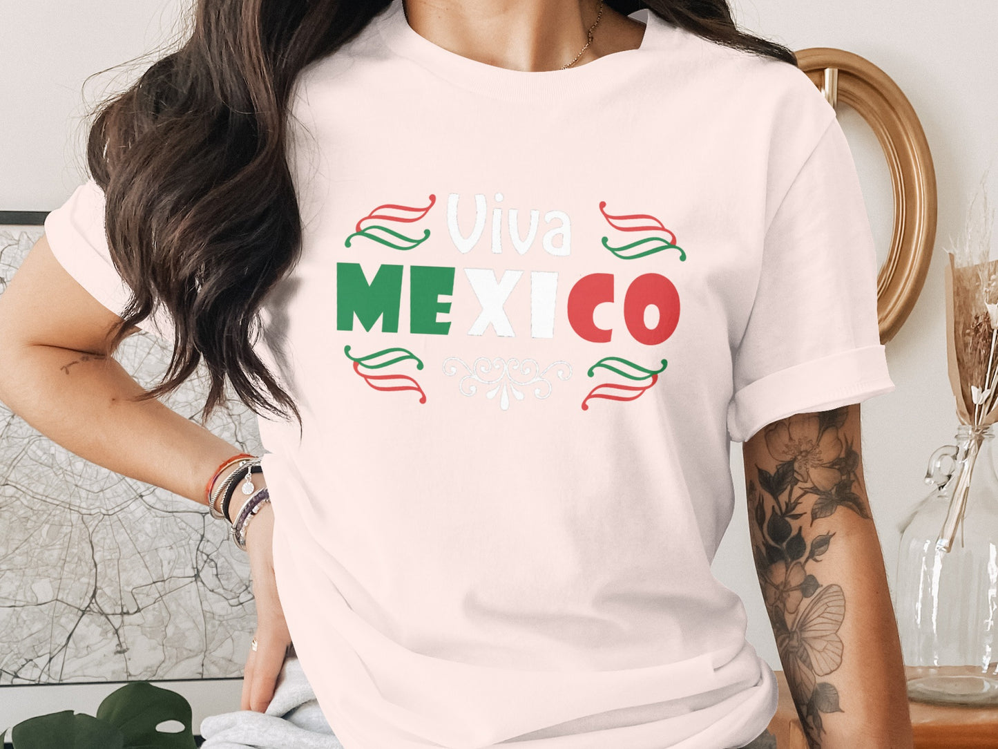 Viva Mexico Colorful Design on White Shirt product type