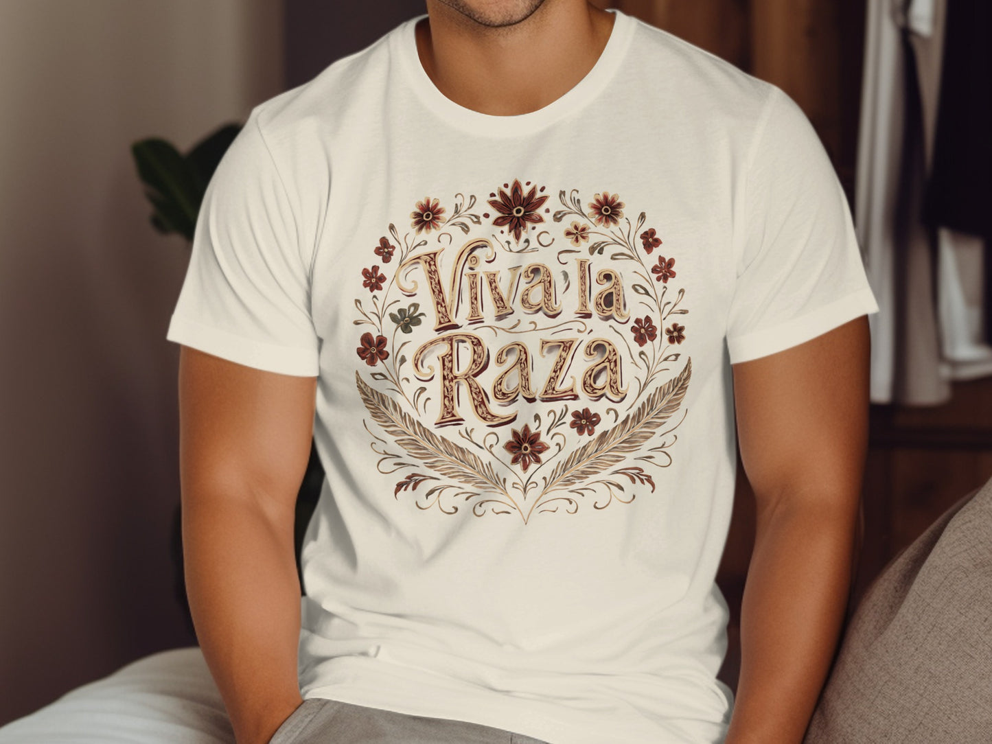 Viva La Raza Floral Design Typography T-shirt product
