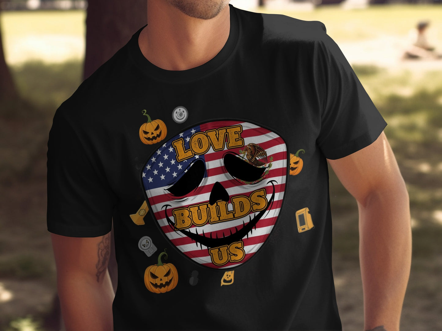 Love Builds Us American Flag Mask T-shirt product type