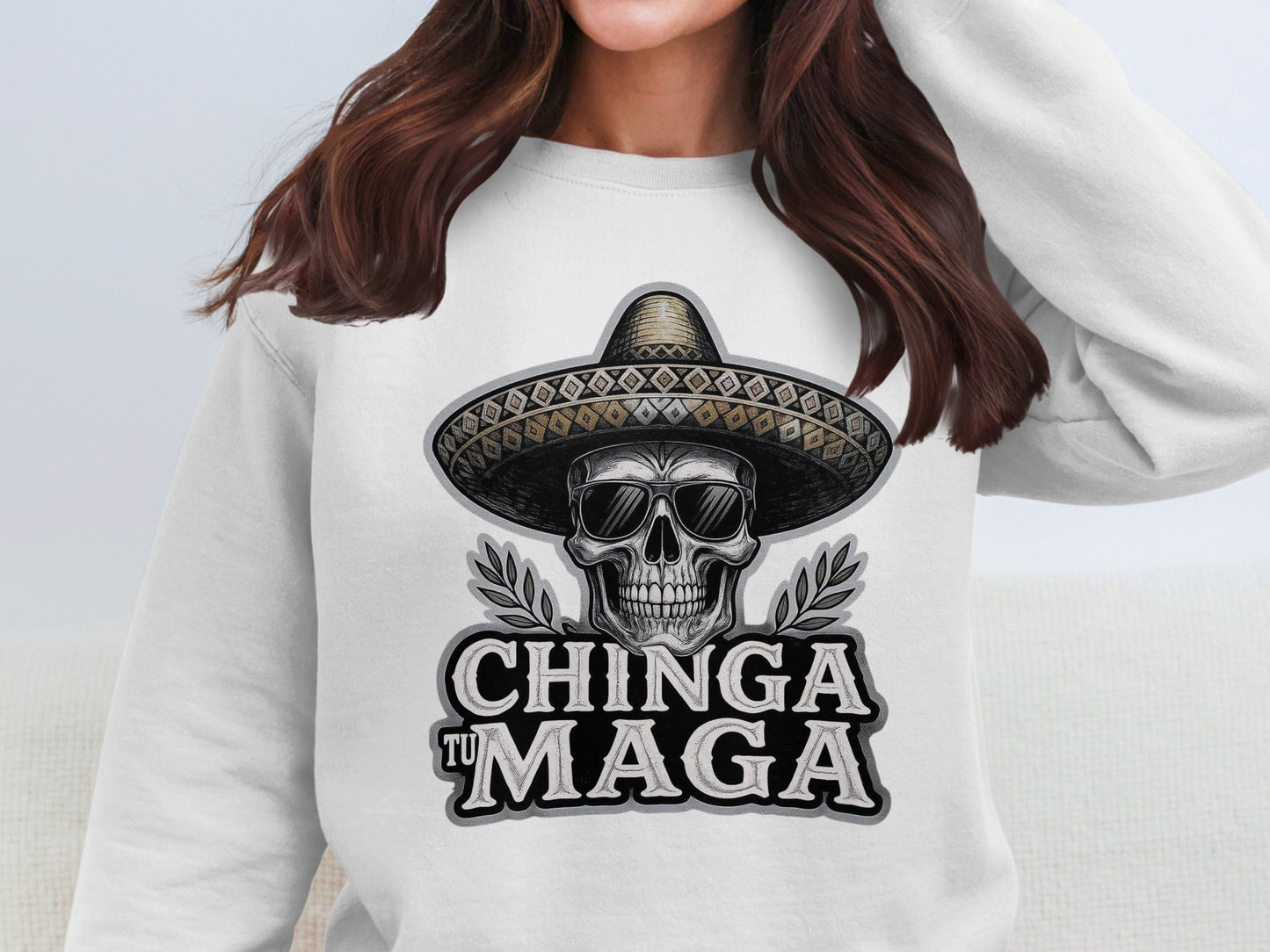 Chinga Tu Maga Skull With Sombrero Design product