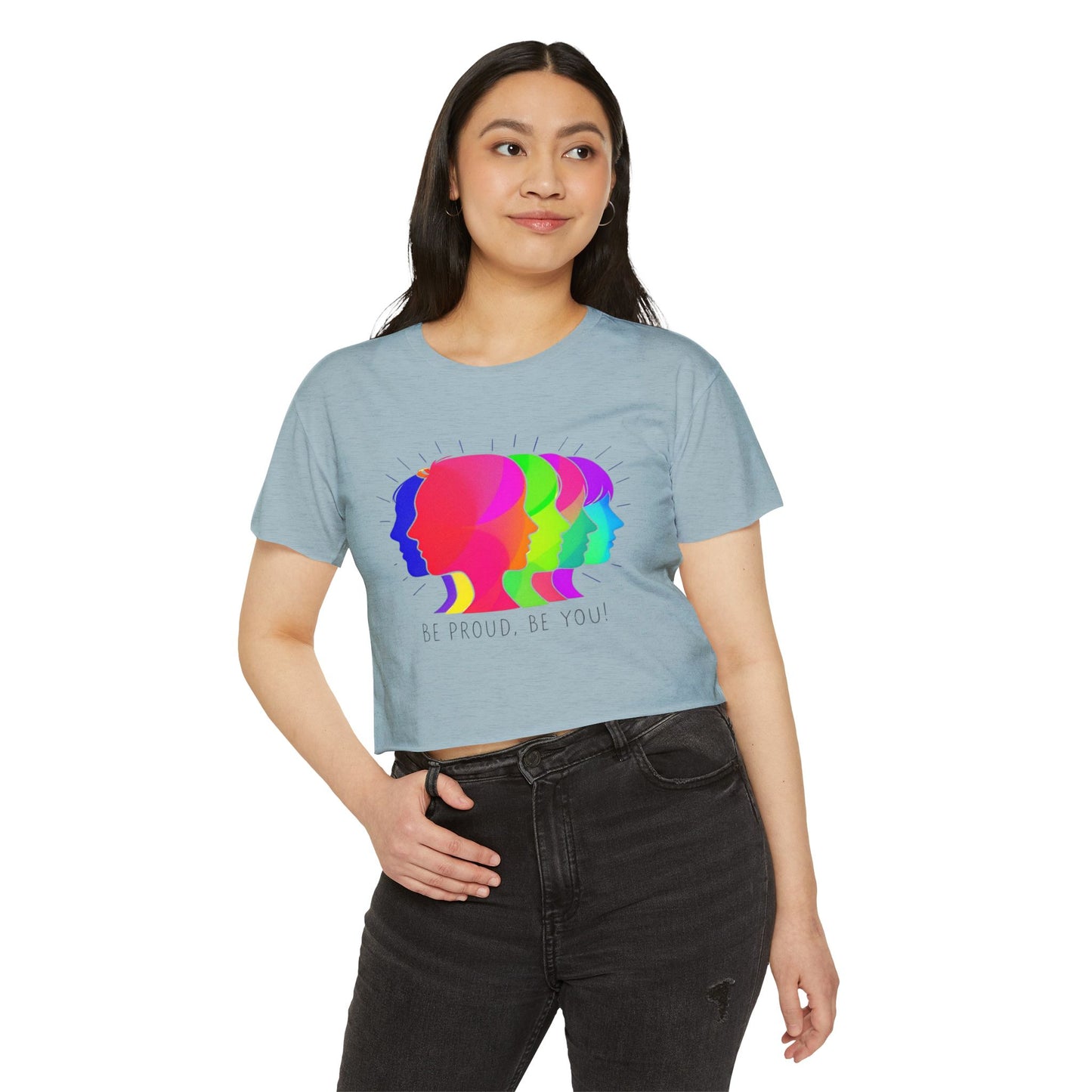Pride crop top Women’s Festival Crop Top - Be Proud, Be You! Vibrant Pride Graphic Tee