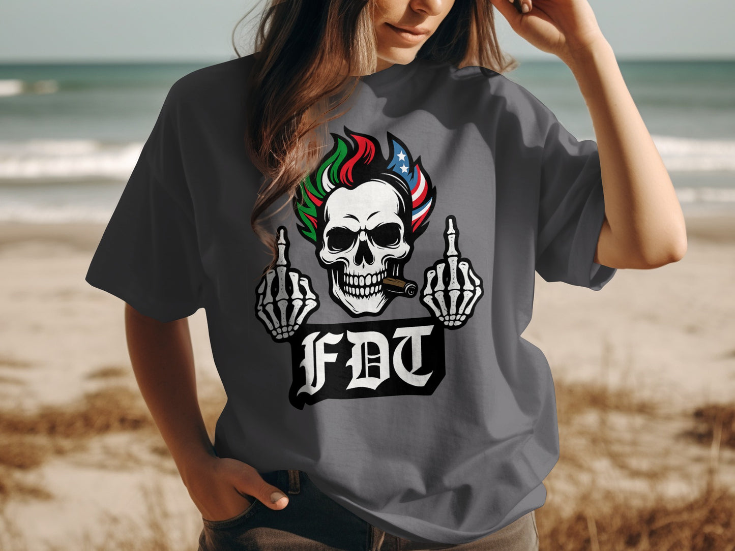 FDT Skull and Middle Fingers Graphic T-Shirt product