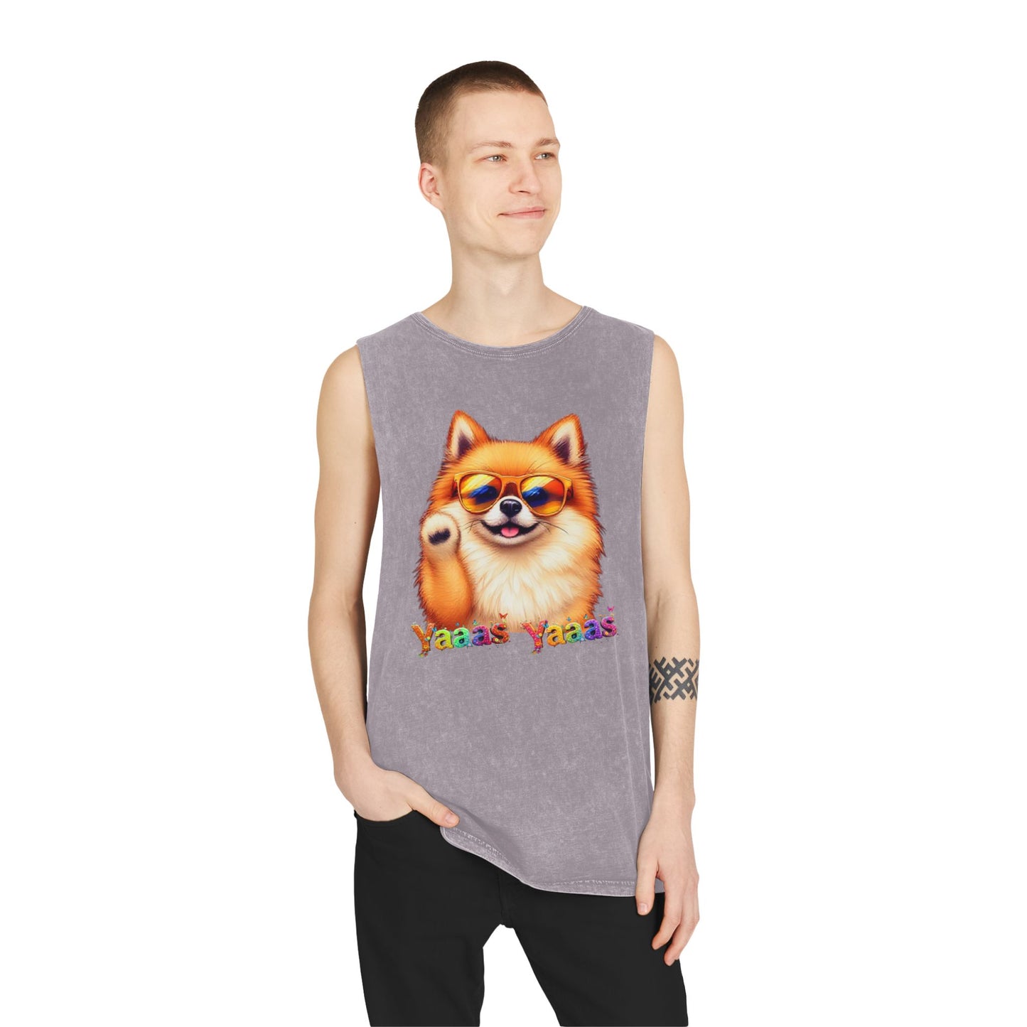 Yaaas Yaaas Unisex Stonewash Tank Top - Trendy Dog Lover Apparel