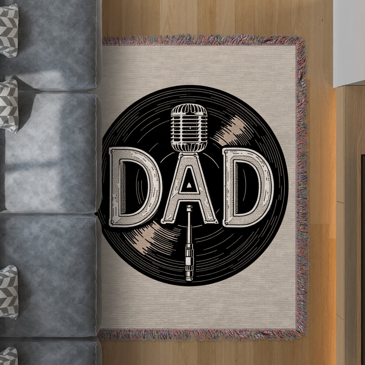 Retro Microphone Design Dad Living Room Rug product type