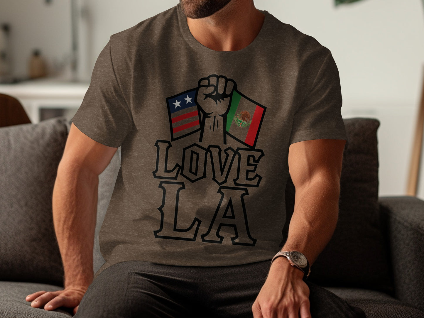 Love LA American and Mexican Flags Graphic T-Shirt product type