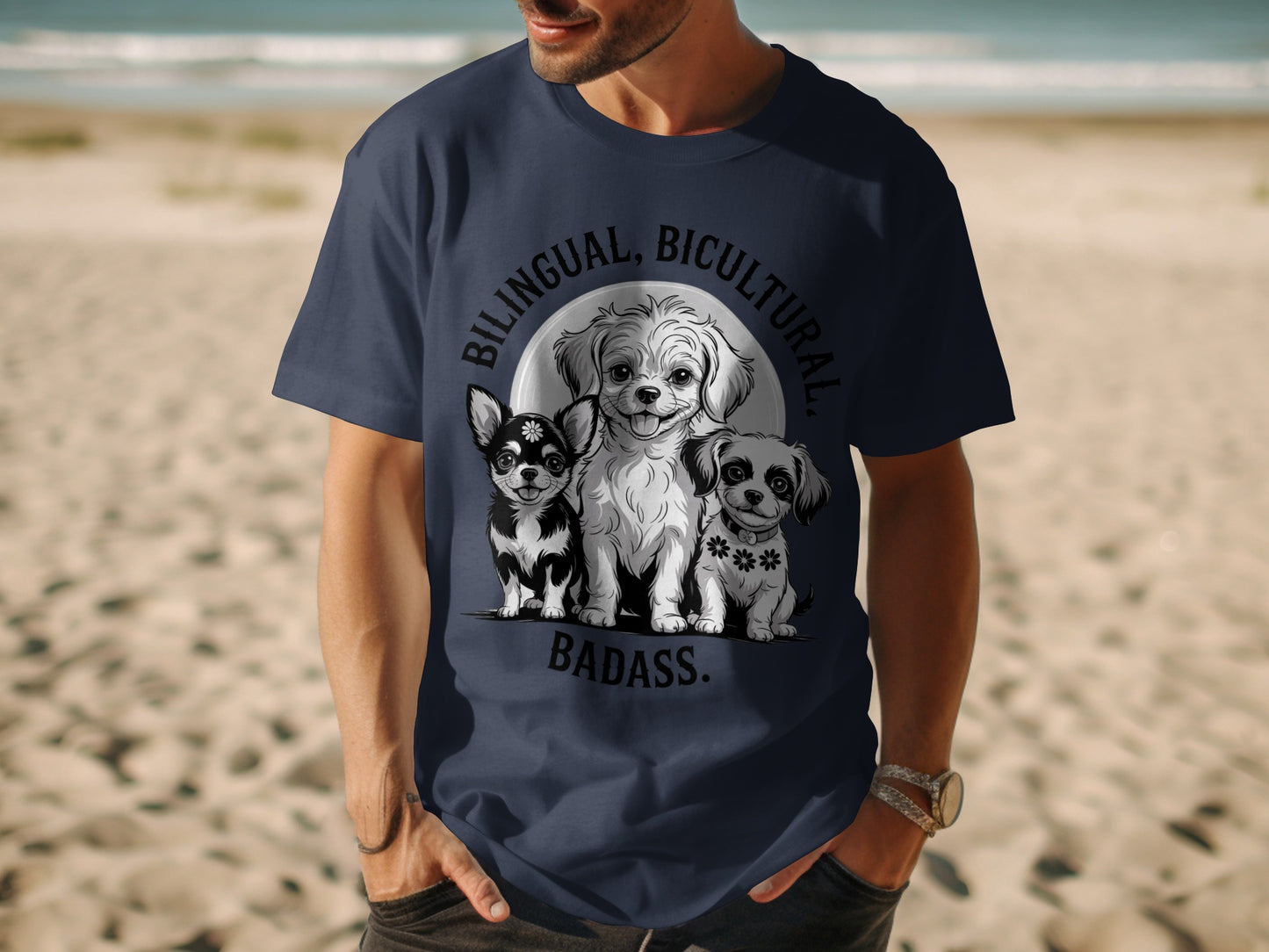 Bilingual Bicultural Badass Text Dogs Graphic T-Shirt product