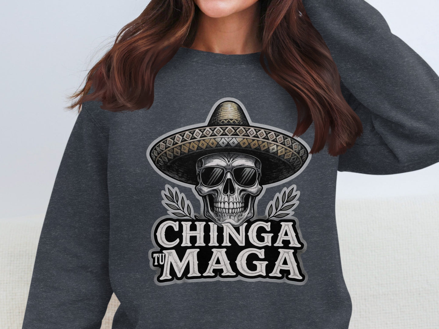 Chinga Tu Maga Skull Graphic Sweatshirt product