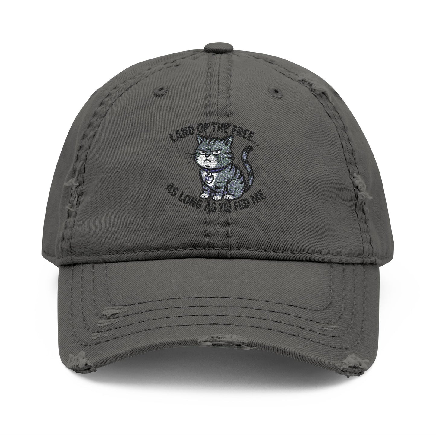 4th of July Hat Distressed Cat Dad Hat with Embroidery | Casual Fashion, Gifts for Cat Lovers, Outdoor Style, Father's Day, Everyday Wear