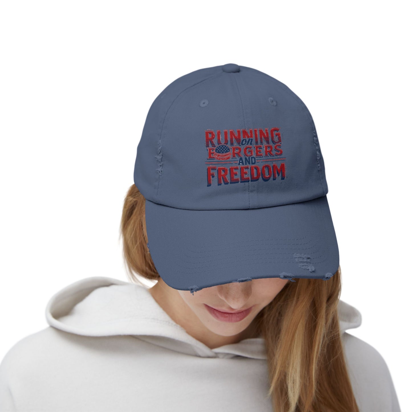 Unisex Distressed Cap - Running for Freedom Vintage Style Hat