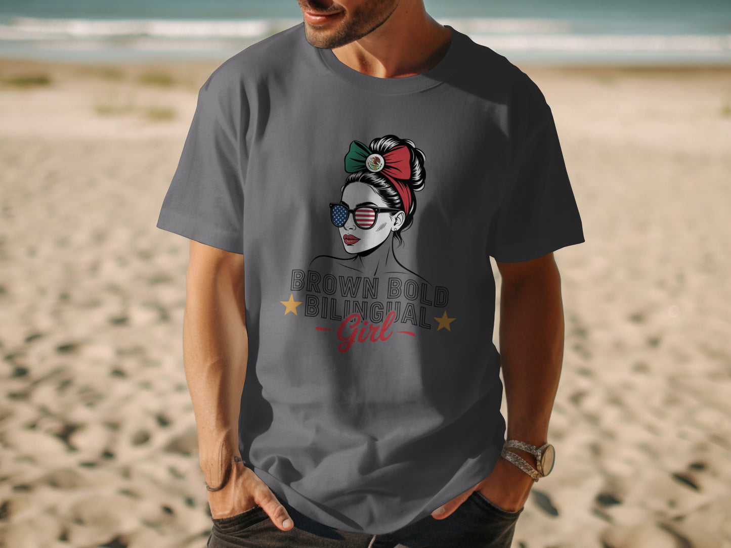 Brown Bold Bilingual Girl Graphic T-Shirt product