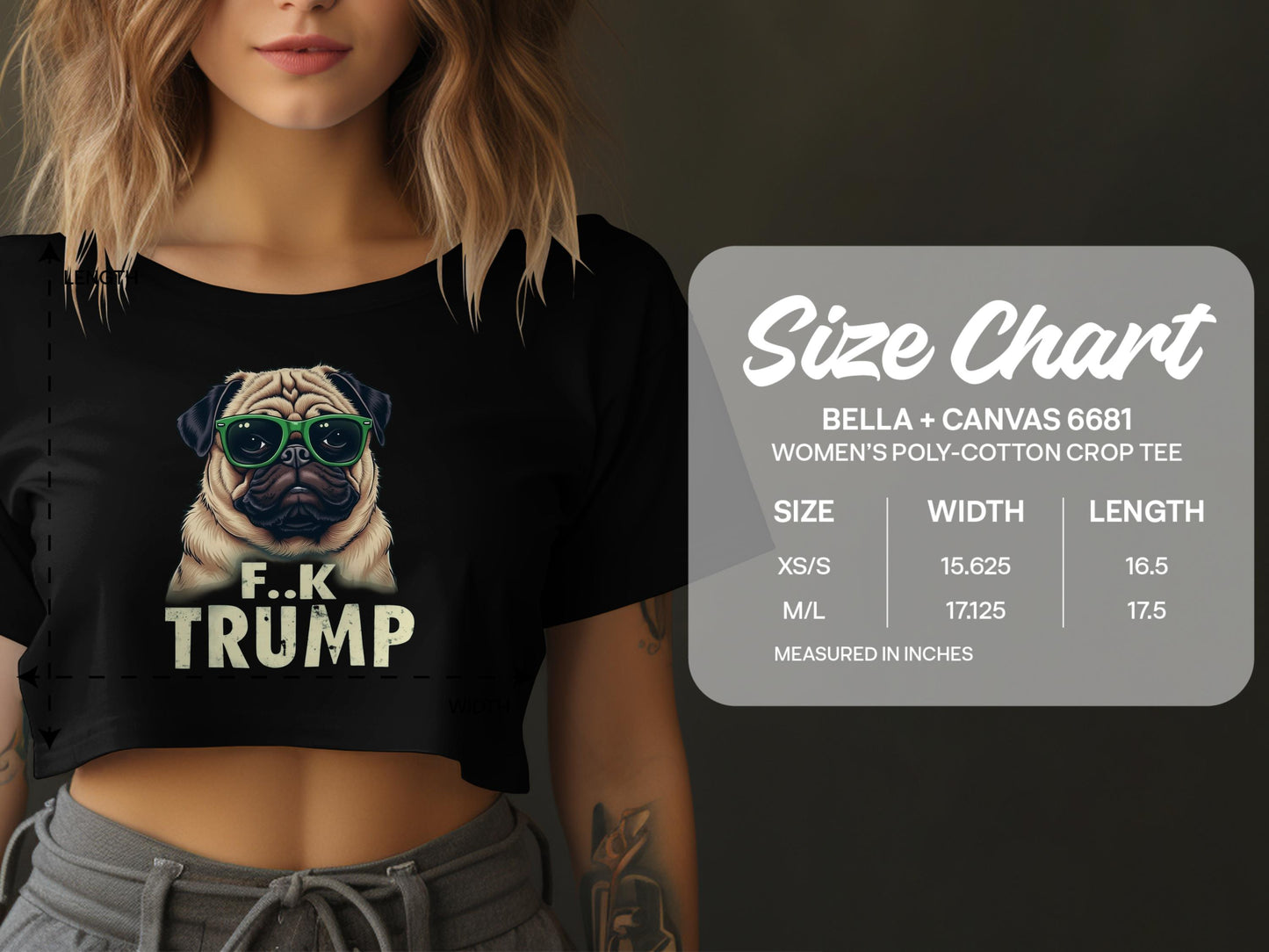 F.K Trump Funny Pug Women's Crop Tee product type