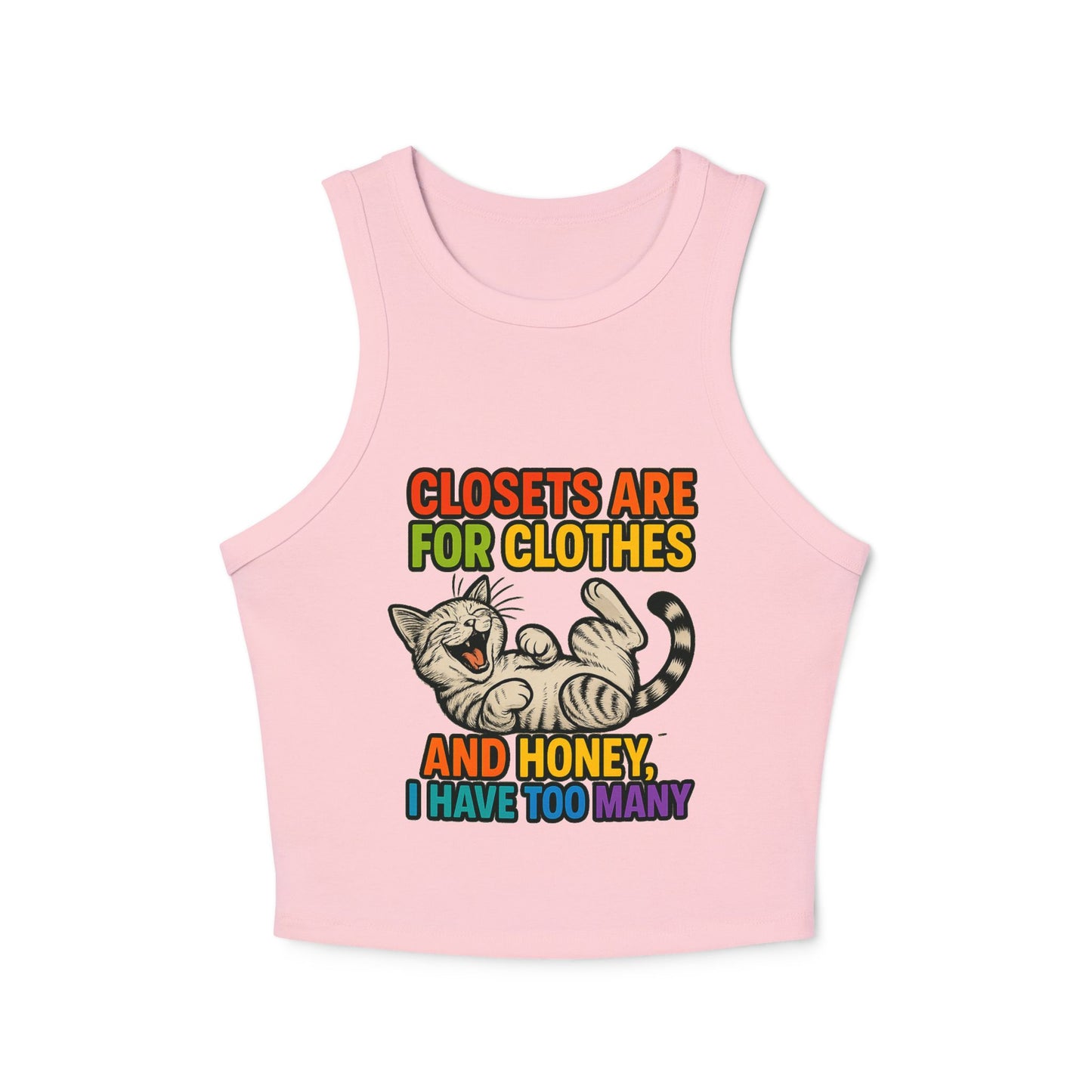 Pride Tank Top Funny Cat Love Women's Racer Tank Top - 'Closets Are For Clothes'