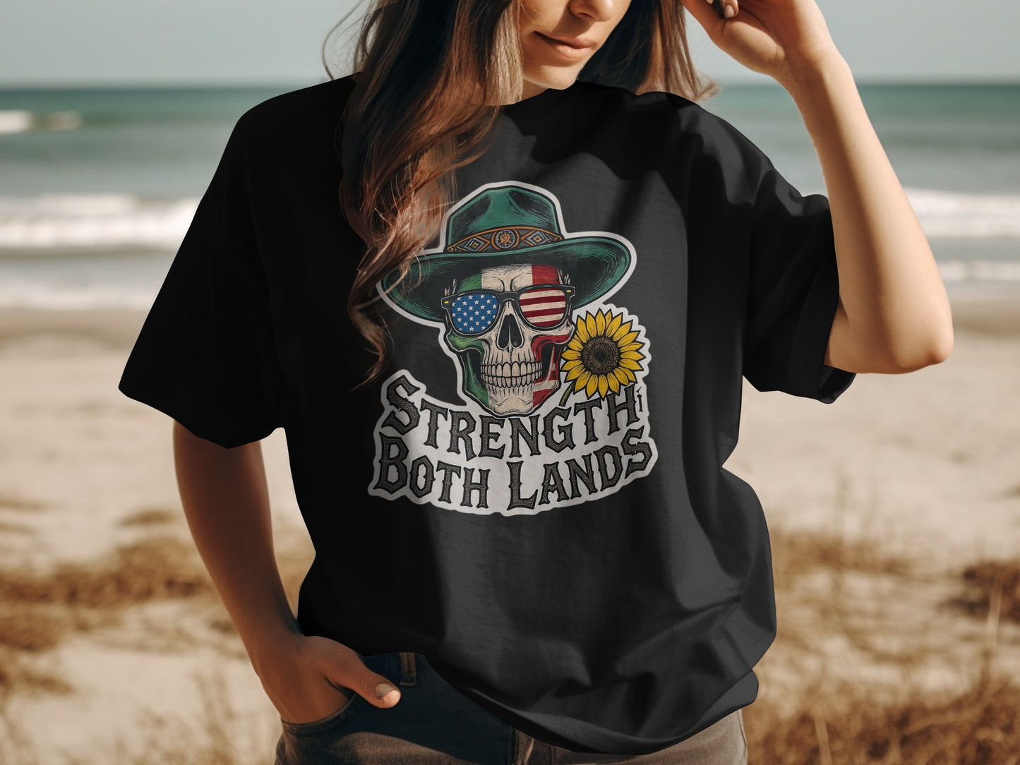 Strength Both Lands Patriotic Skull T-shirt product